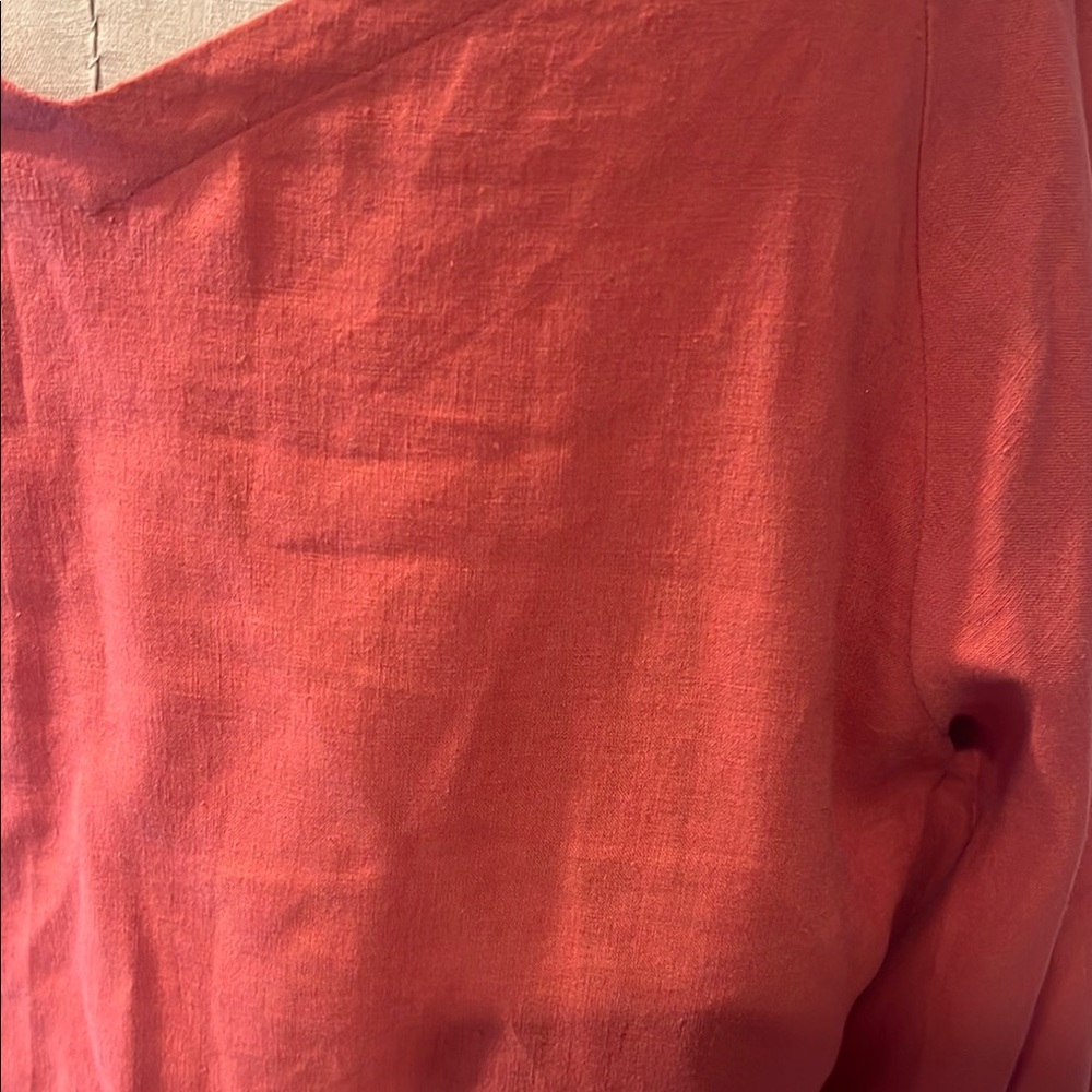 LOFT Orange Blouse Relaxed Fit 3/4 Sleeves - Picture 4 of 6